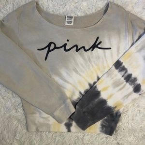 VS PINK Logo Script Off The Shoulder Sweatshirt | S